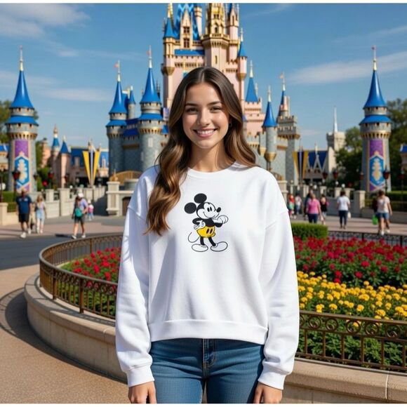 Disney Tops - Disney Mickey Mouse & Friends White Retro Sweatshirt Large Genuine Mousewear